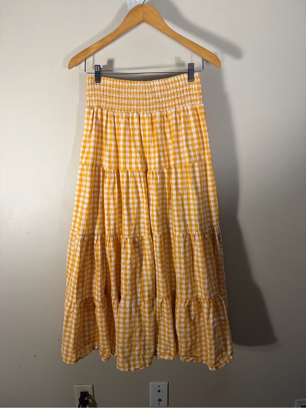 NWOT Petal + Pup Yellow Gingham Cotton Tiered Maxi Skirt Size 8 - Picture 10 of 10